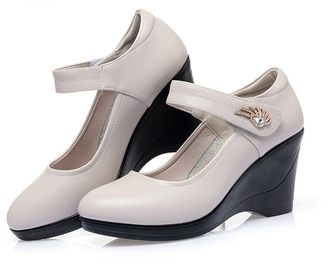 wedges platform shoes color beige size 6 for women