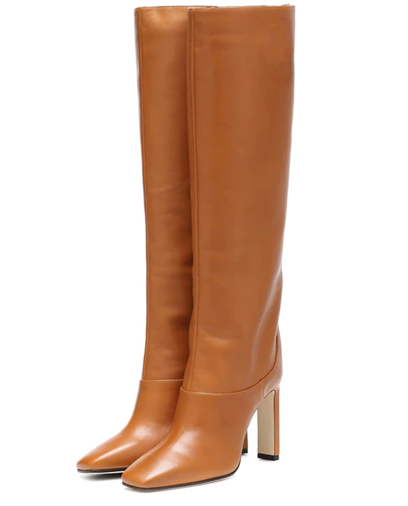 High Heel Knee High Boots Color Brown Size 4.5 for Women