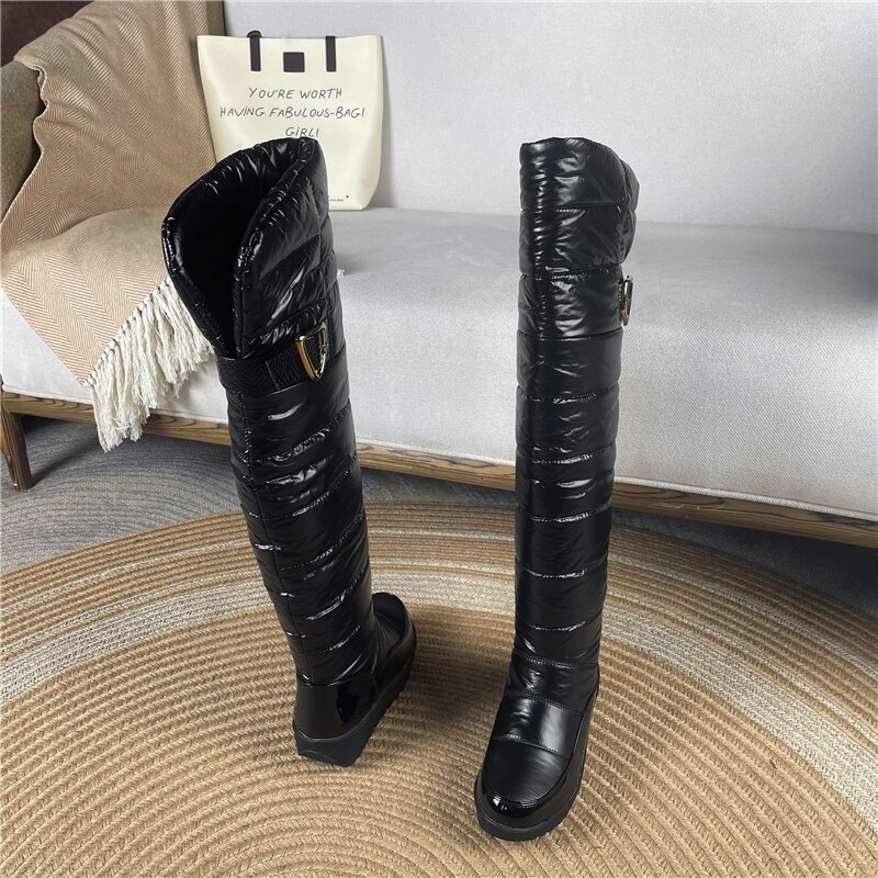 winter platform boots color black size 9 for women