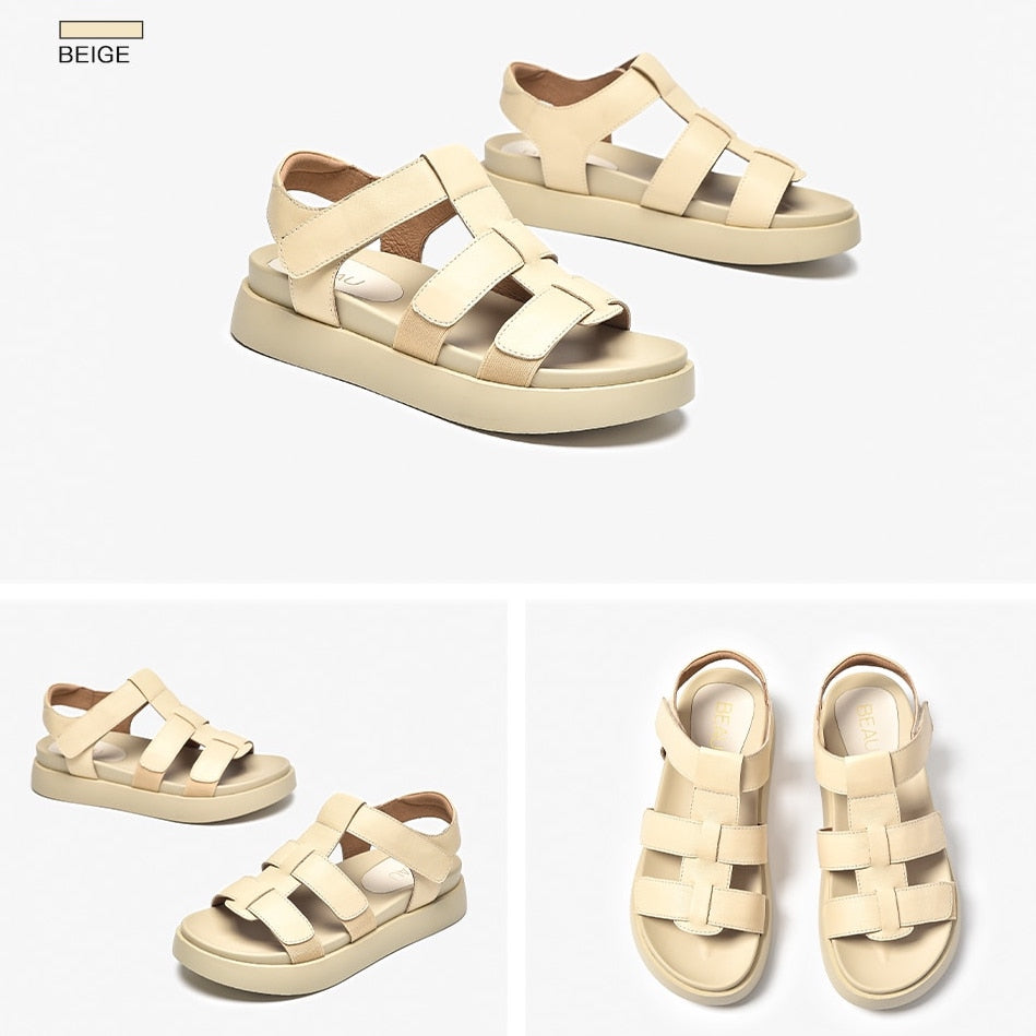 platform sandals color beige size 7 for women