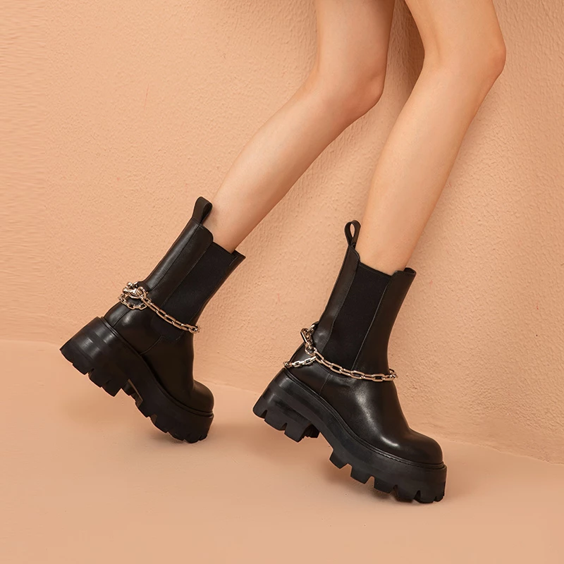 winter platform boots color black size 6 for women