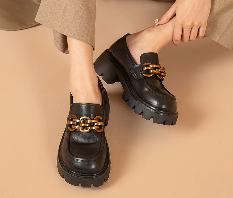 Casual Platform Shoes Color Black Size 7 for Women