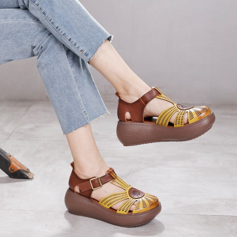 wedges sandals color brown size 5.5 for women