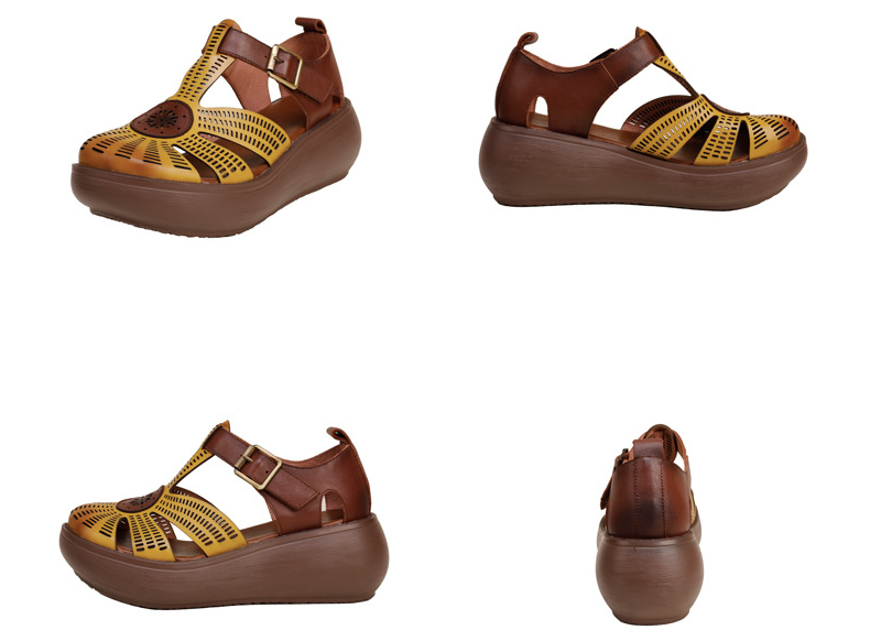 platform sandals color brown size 5 for women