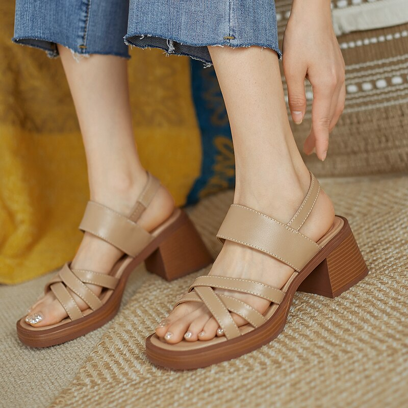 open toe sandal color apricot size 5 for women