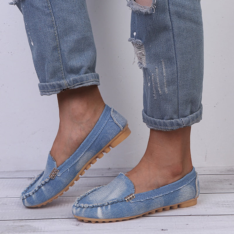 soft canvas loafer shoes color blue size 5.5 for women