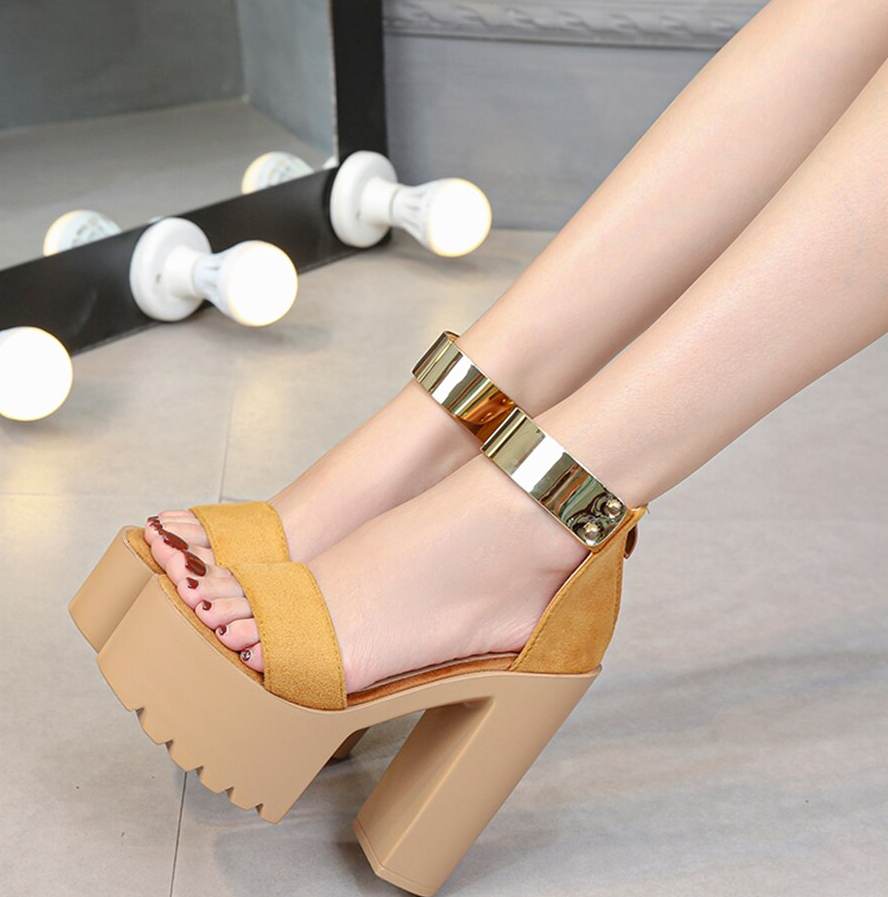 platform sandals color yellow size 8 for women