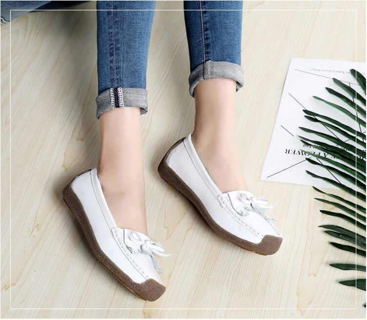 flat loafer shoes color white size 6 for women