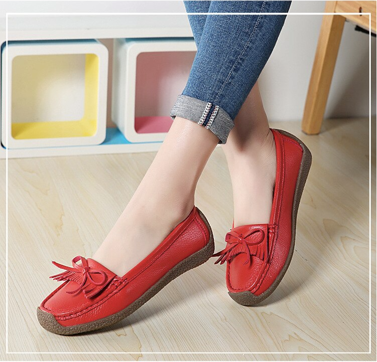 tassel moccasin shoes color red size 6 for women