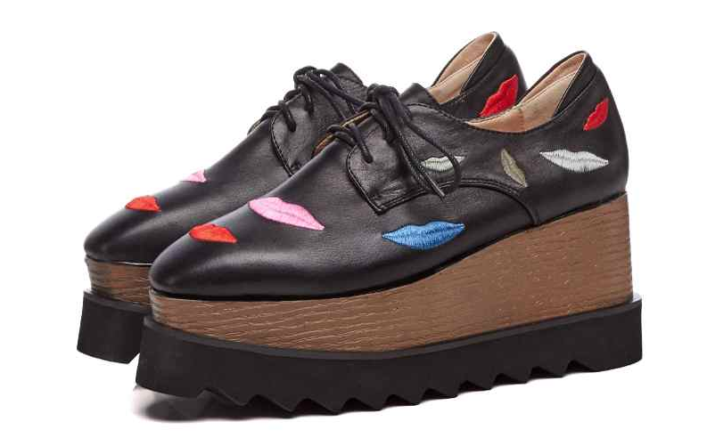 lace up platform shoes color black size 5 for women