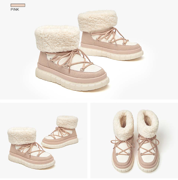 platform snow boots color pink size 5 for women