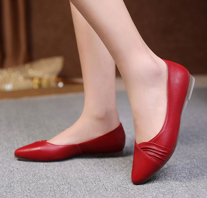 Dress Flat Shoes Color Red Size 10 for women