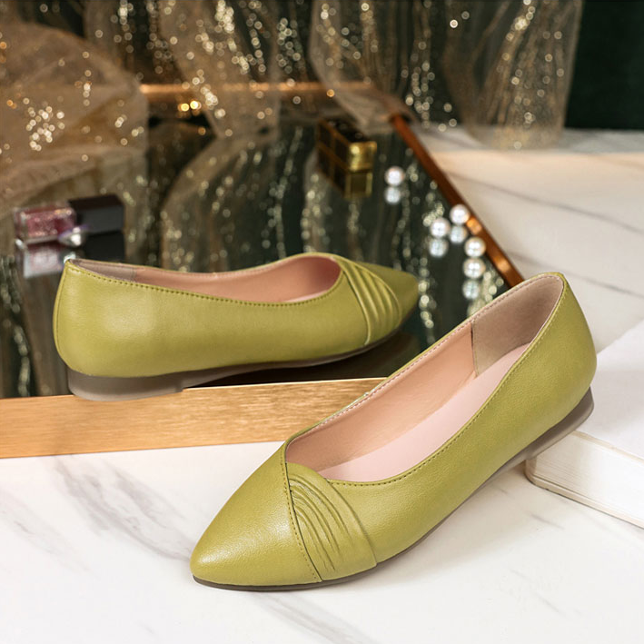 Casual Flat Shoes Color Green Size 6 for women