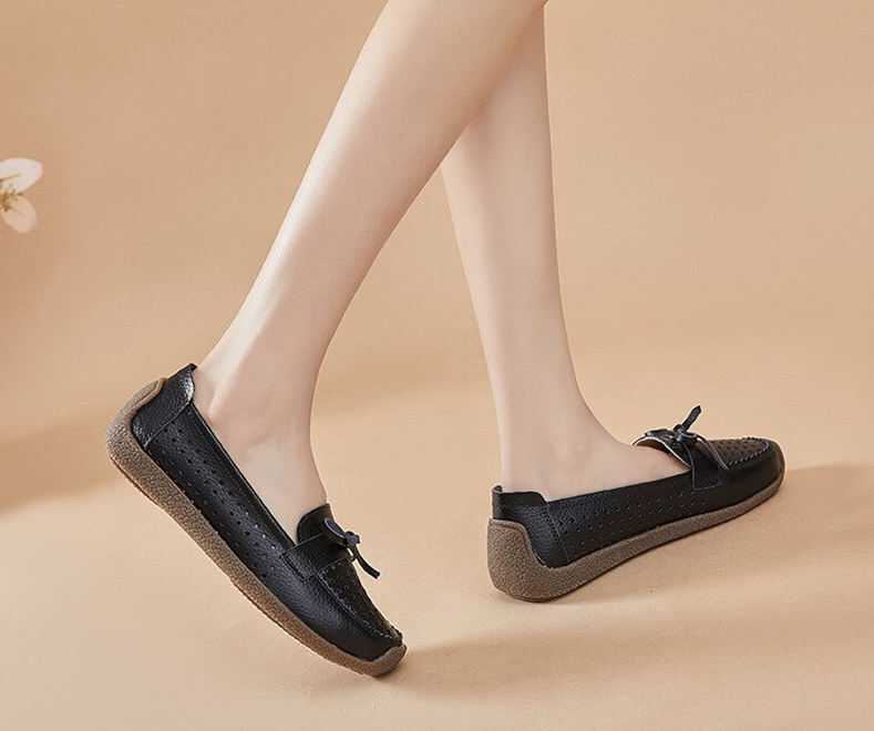 round toe loafer shoes color black size 8.5 for women