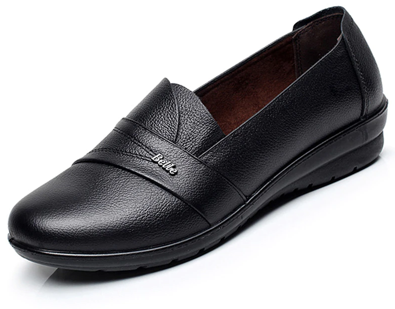 Nina Women's Black Leather Loafer Shoes | Ultrasellershoes.com – USS® Shoes