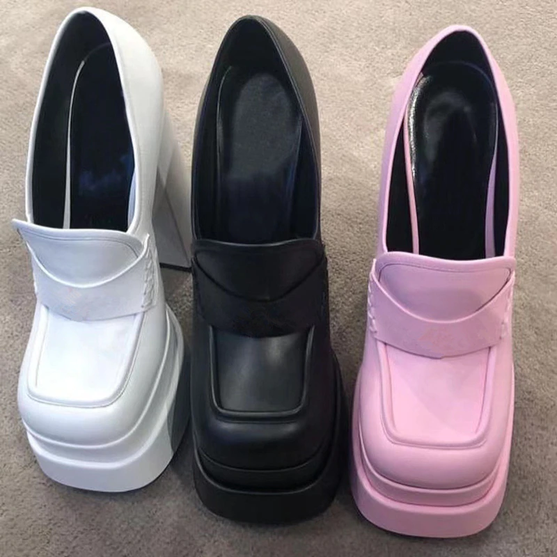 square heel platform shoes color black size 5.5 for women
