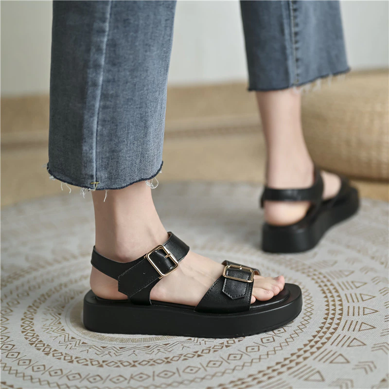 Flat Sandal Color Black Size 8 for Women