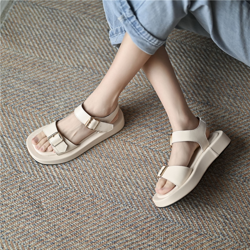 Summer Flat Sandal Color Beige Size 6 for Women