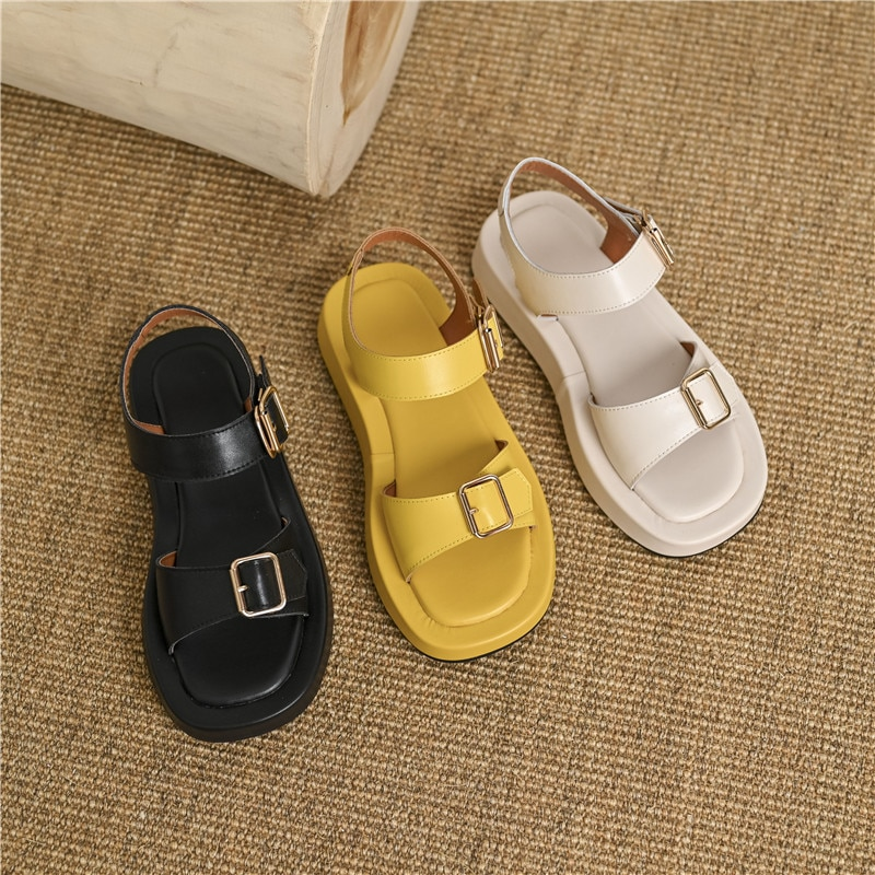 Flat Sandal Color Yellow Size 7 for Women