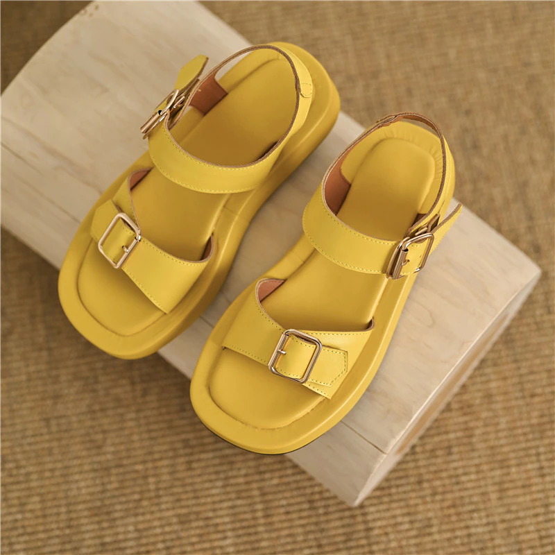 Flat Sandal Color Yellow Size 8 for Women