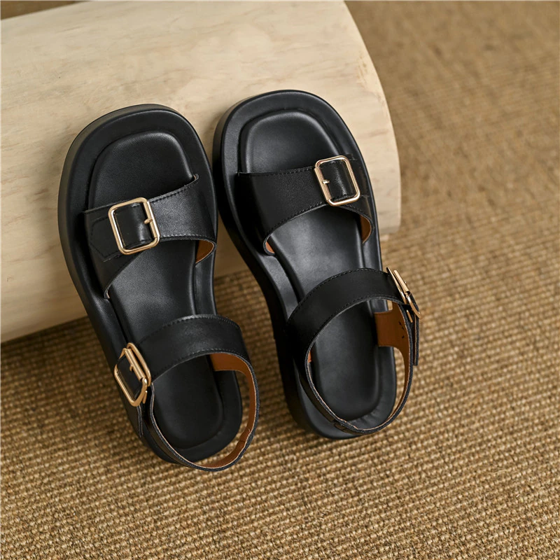 Flat Sandal Color Black Size 5.5 for Women