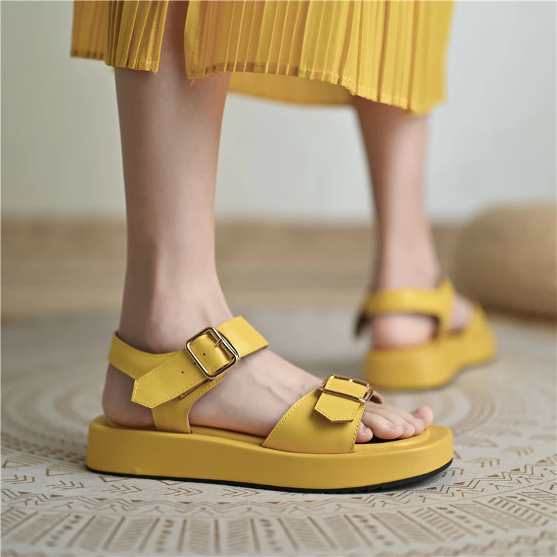Flat Sandal Color Yellow Size 8 for Women