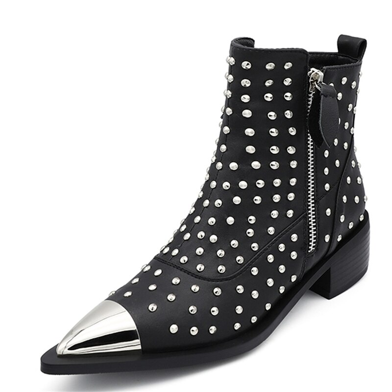 With Rivets Boots Color Black Size 6 for Women