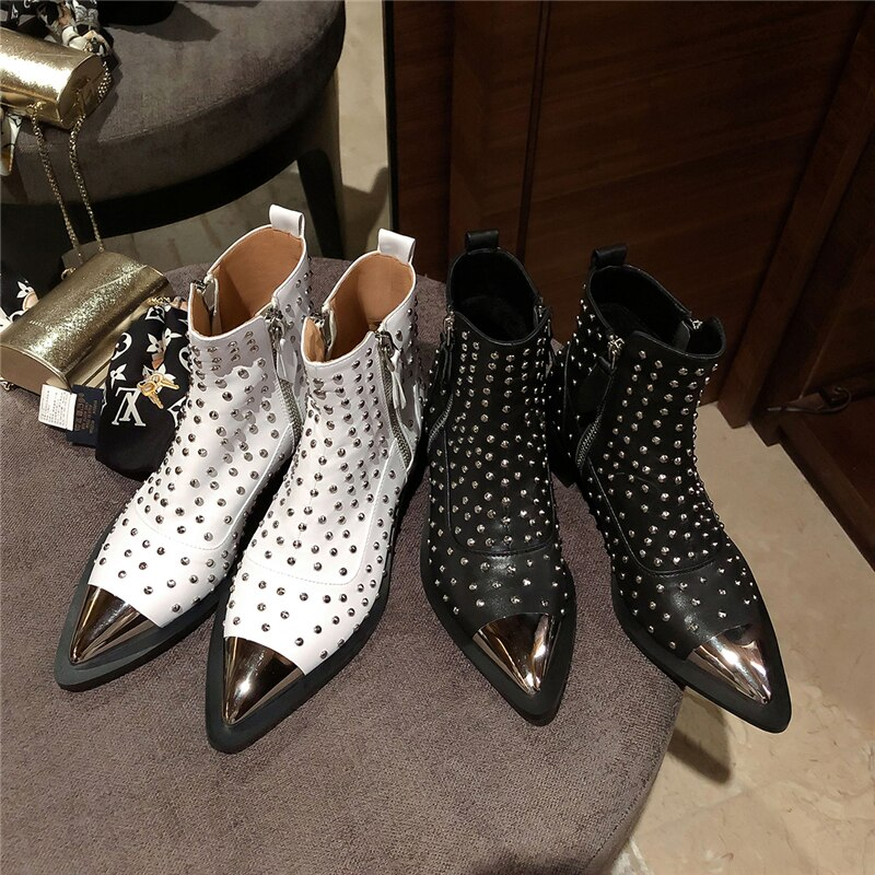 With Rivets Boots Color Black Size 8 for Women