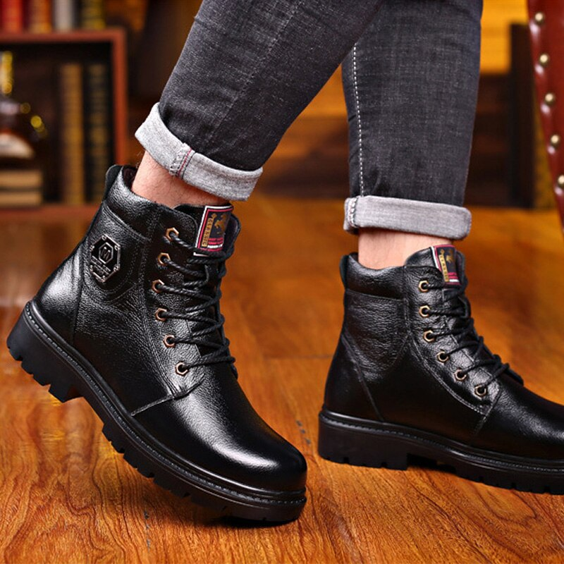 lace up winter boots color black size 7 for men