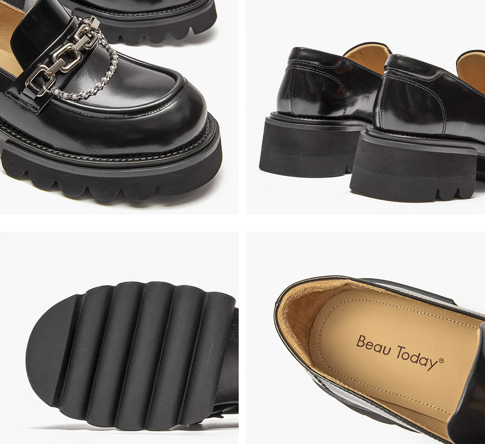 round toe platform shoes color black size 6.5 for women