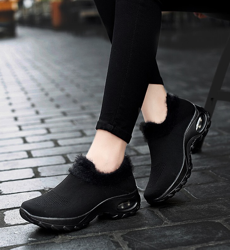 Possible Women's Plush Black Walking Shoe Socks Loafer ultra seller shoes