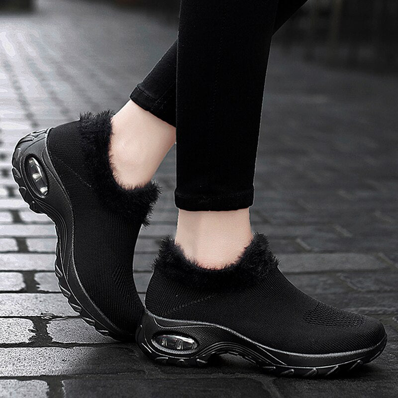 Possible Women's Plush Black Walking Shoe Socks Loafer ultra seller shoes