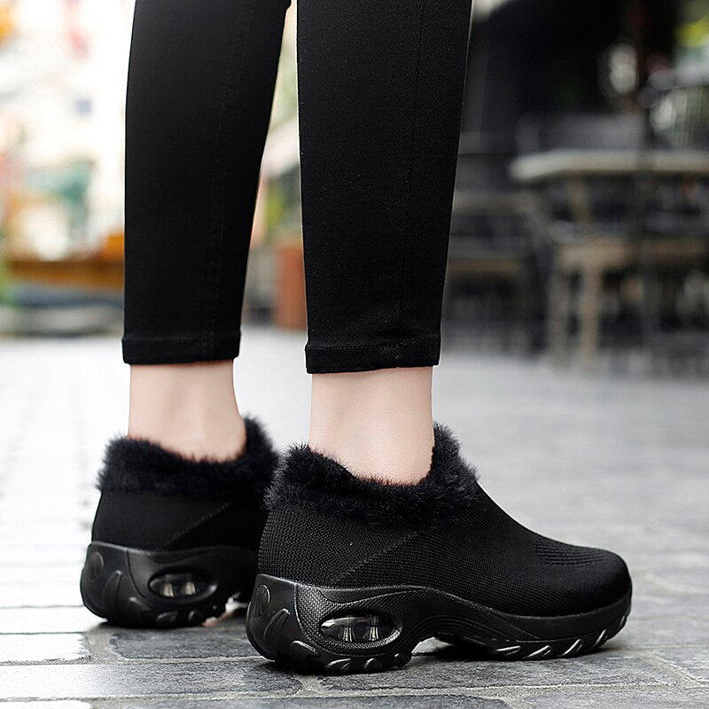 Possible Women's Plush Black Walking Shoe Socks Loafer ultra seller shoes