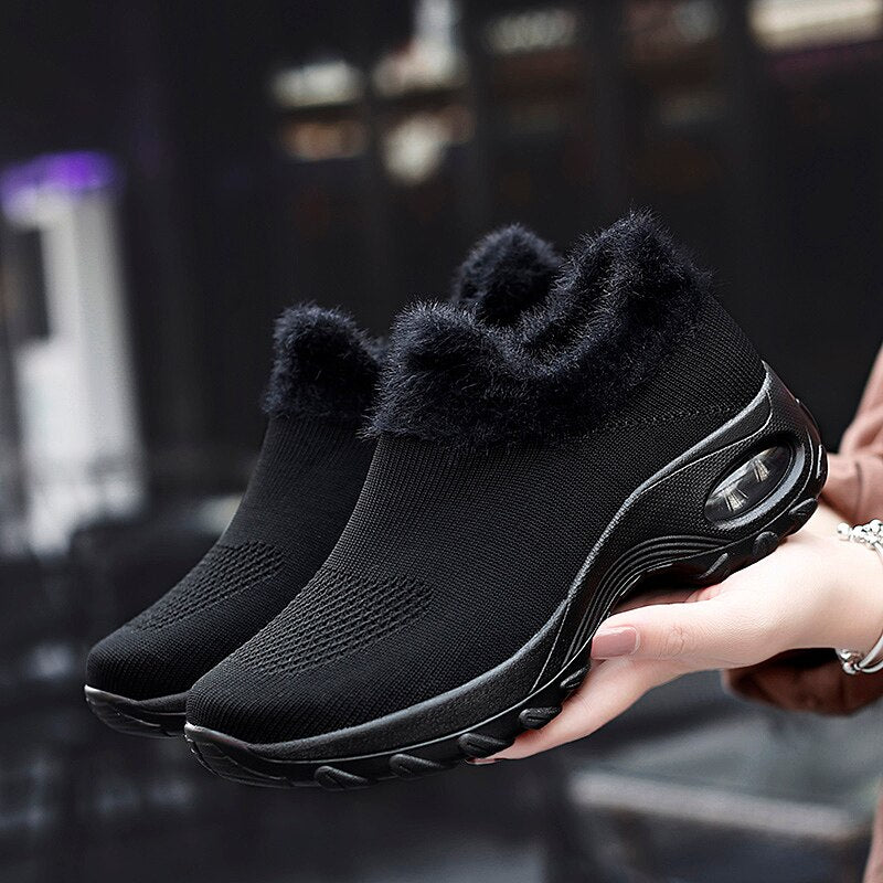 Possible Women's Plush Black Walking Shoe Socks Loafer ultra seller shoes