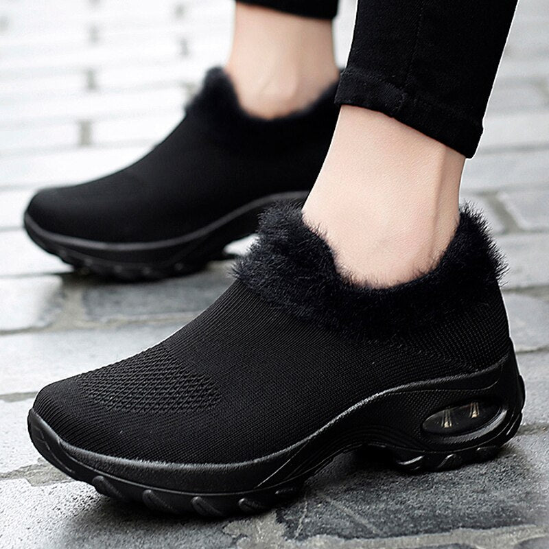 Possible Women's Plush Black Walking Shoe Socks Loafer ultra seller shoes