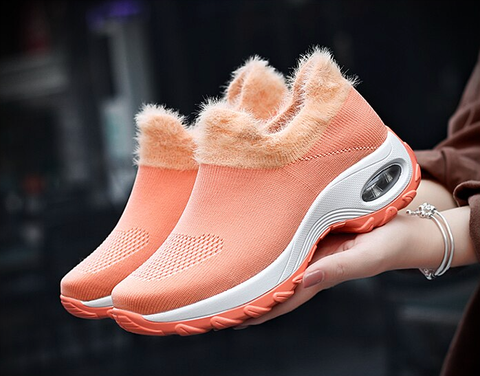 Possible Women's Plush Orange Walking Shoe Socks Loafer ultra seller shoes