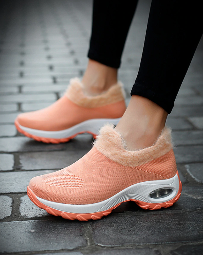 Possible Women's Plush Orange Walking Shoe Socks Loafer ultra seller shoes