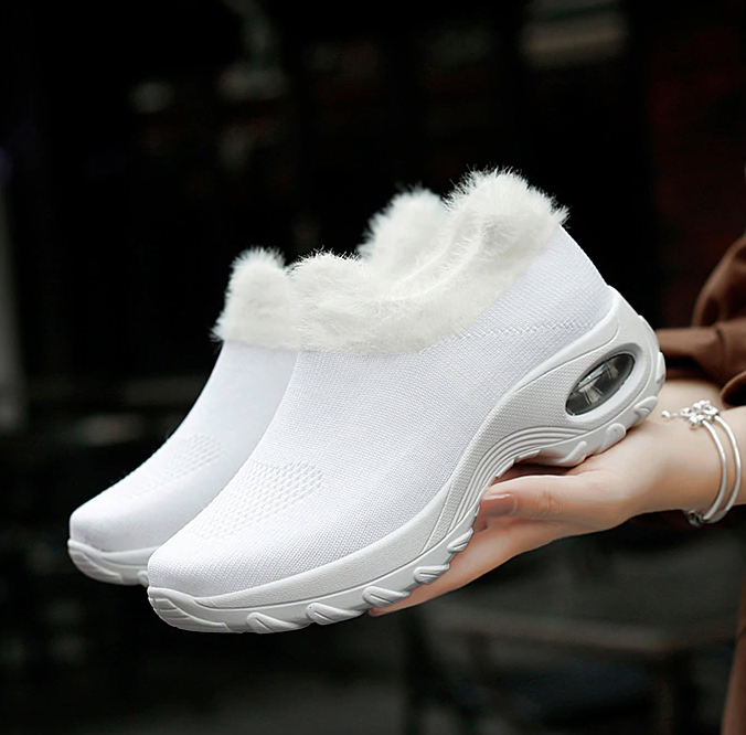 Possible Women's Plush White Walking Shoe Socks Loafer ultra seller shoes