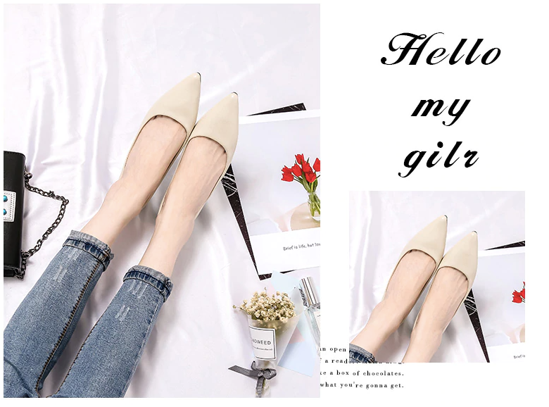 pointed toe flat shoes color beige size 6 for women