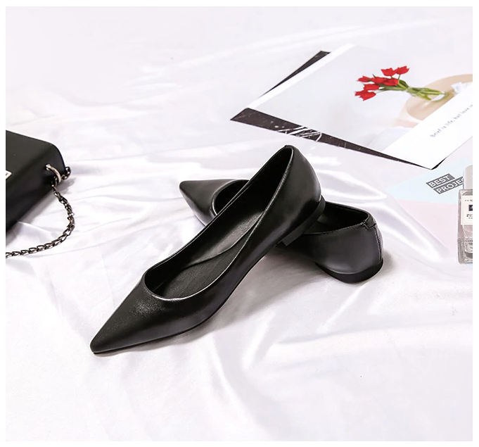 comfortable flat shoes color black size 9 for women