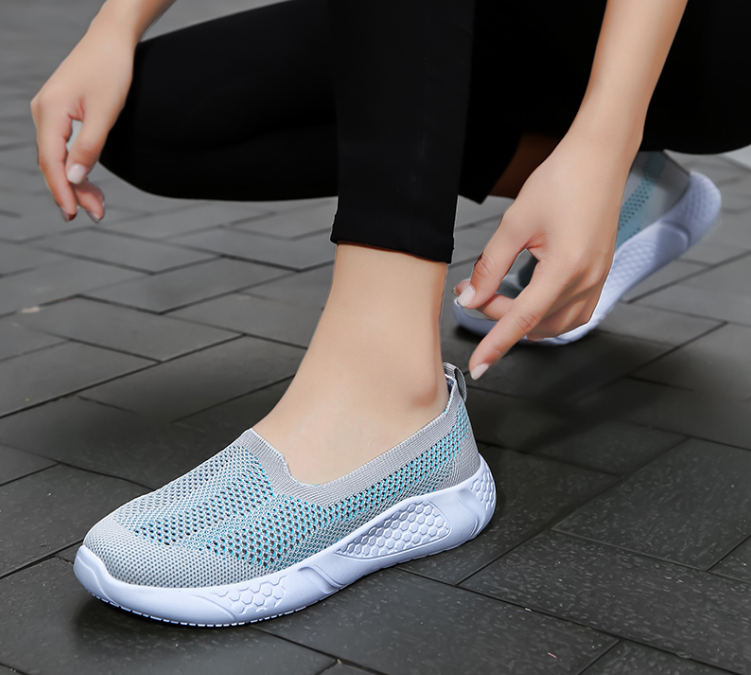 platform slip on shoes color gray size 7 for women