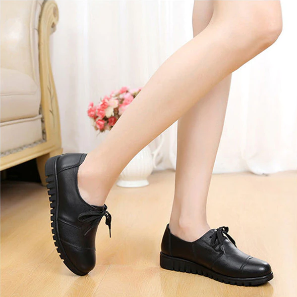Leather Loafer Shoes Color Black Size 6 for Women