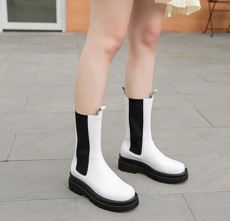 Mid Calf Boots Color White Size 8.5 for Women