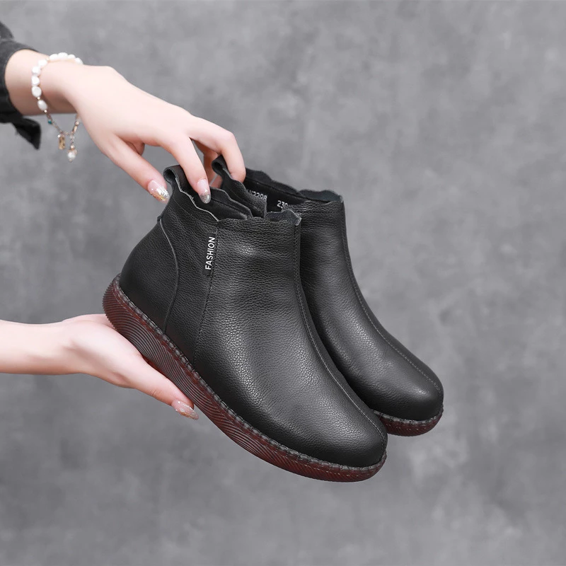 platform ankle boots color black size 7 for women