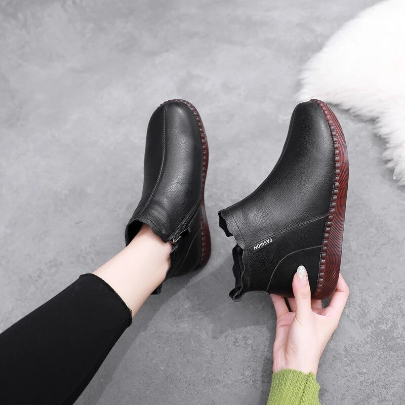 autumn ankle boots color black size 9 for women