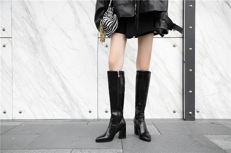 Knee High Boots Color Black Size 8 for Women
