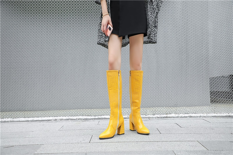 Knee High Boots Color Yellow Size 9 for Women