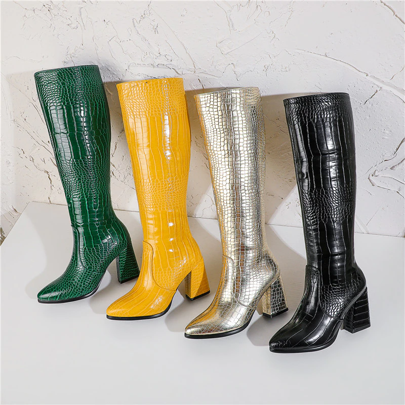 Knee High Boots Color Green Size 5.5 for Women