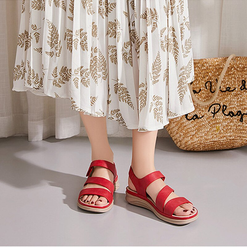 casual sandal color red size 7 for women