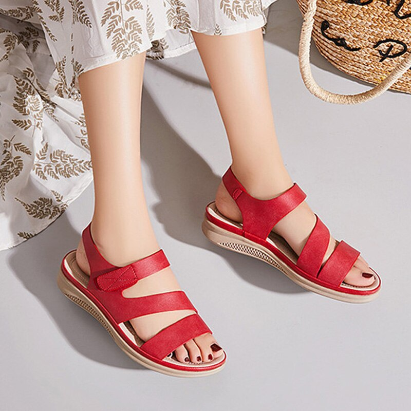 hook & loop sandal color red size 8 for women